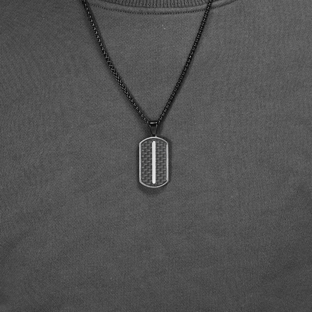 Hip-Hop Geometric Carbon Fiber Titanium Steel Men's Pendant Necklace