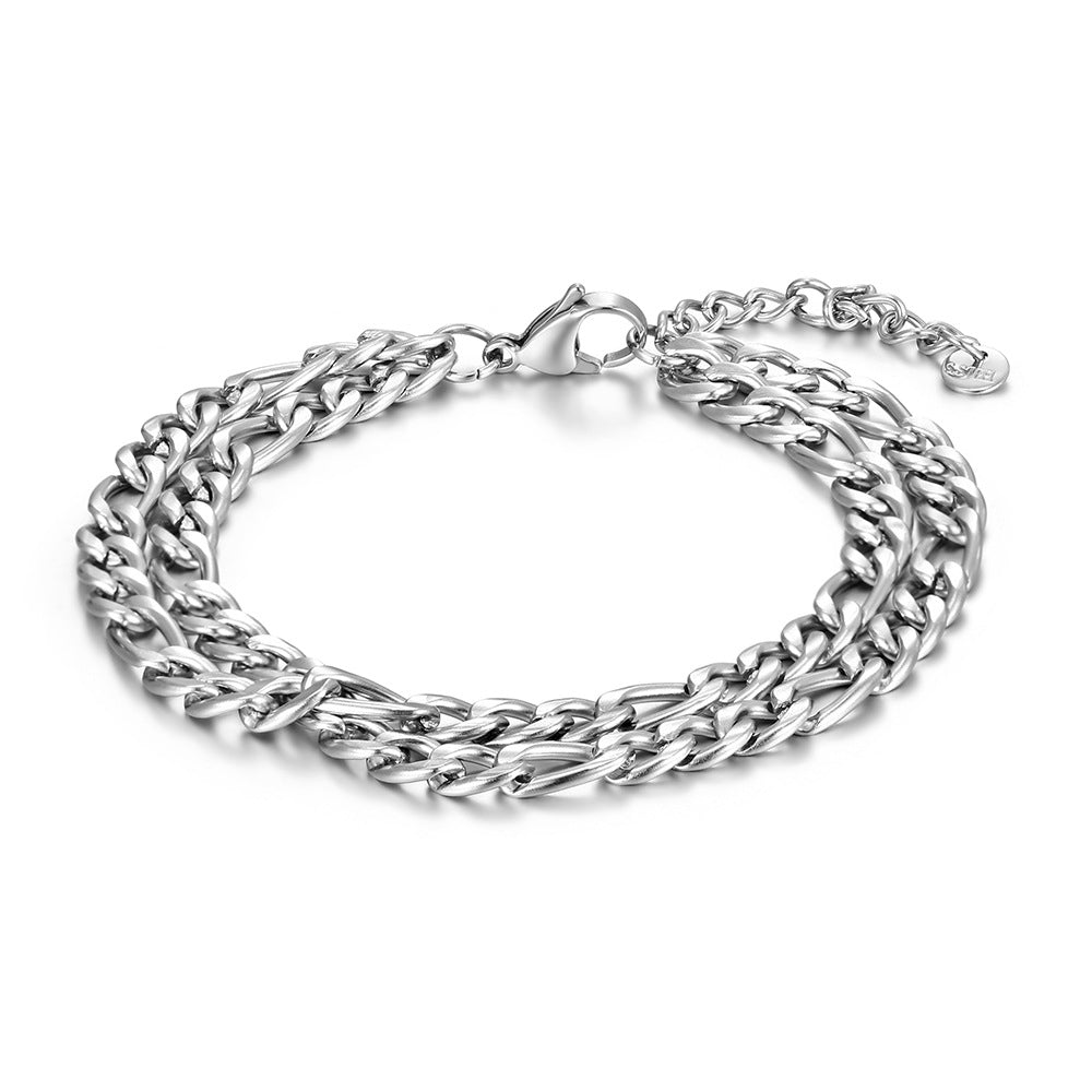 Hip-Hop Geometric Titanium Steel Double Layer Unisex Bracelets 2024