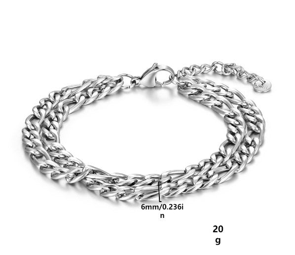 Hip-Hop Geometric Titanium Steel Double Layer Unisex Bracelets 2024