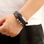 Hip-Hop Geometric Stainless Steel Leather Men's Bracelet with Magnetic Clasp