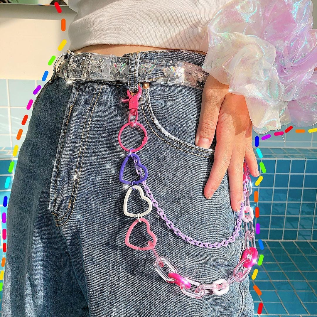 Hip-Hop Heart Flower Resin Women's Chain Belt