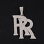 Hip-Hop Double R Letter Rhinestone Pendant Necklace in Gold Cuban Link