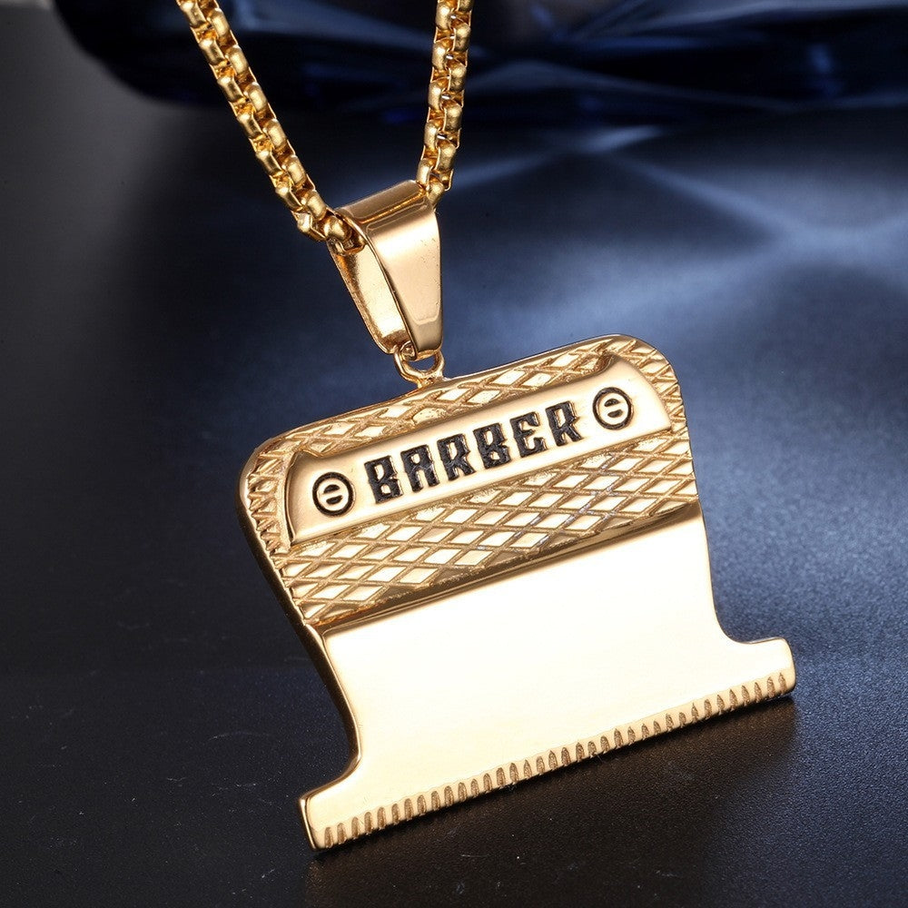 Hip-Hop Barber Razor Stainless Steel Unisex Pendant Necklace