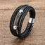 Hip-Hop Punk Geometric PU Leather Layered Men's Bracelet with Stainless Steel Clasp