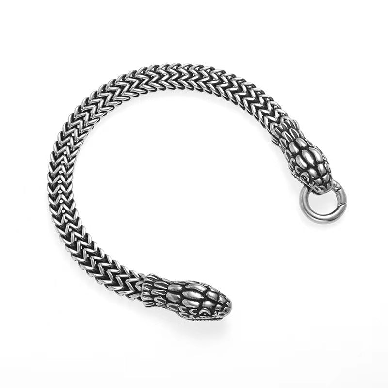 Hip-Hop Retro Stainless Steel Snake Zodiac Men's Bracelet