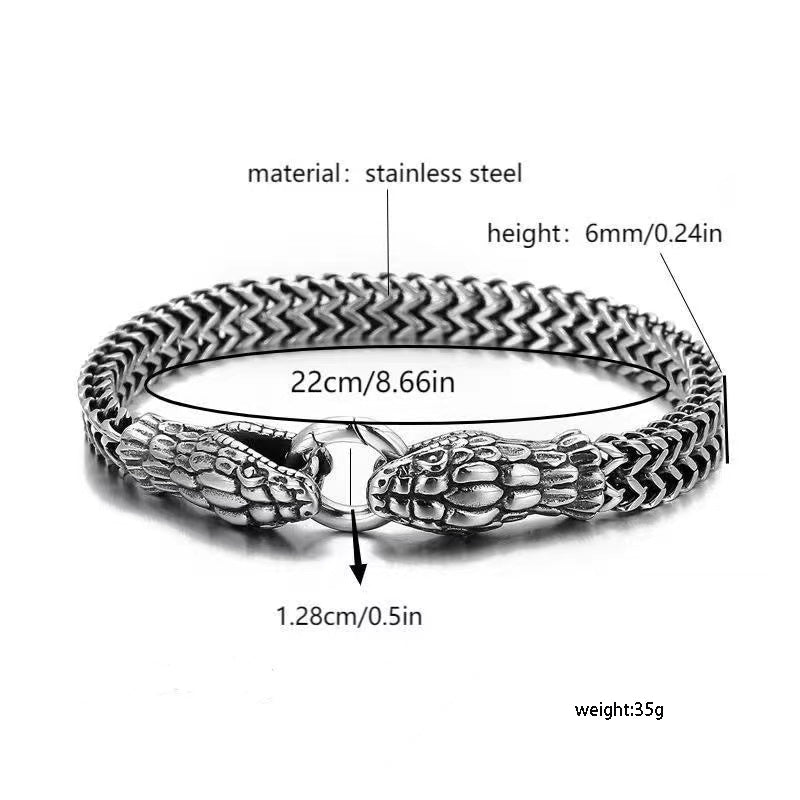 Hip-Hop Retro Stainless Steel Snake Zodiac Men's Bracelet