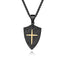 Hip-Hop Retro Cross Shield Pendant Necklace for Men in Titanium Steel