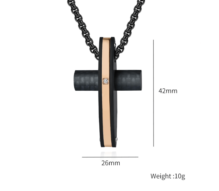 Hip-Hop Retro Cross Carbon Fiber Titanium Steel Men's Pendant Necklace