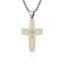 Hip-Hop Retro Cross Zircon Inlay Titanium Steel Men's Pendant Necklace with Tire Tread Design