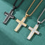 Hip-Hop Retro Cross Zircon Inlay Titanium Steel Men's Pendant Necklace with Tire Tread Design