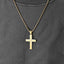 Hip-Hop Retro Cross Zircon Inlay Titanium Steel Men's Pendant Necklace with Tire Tread Design