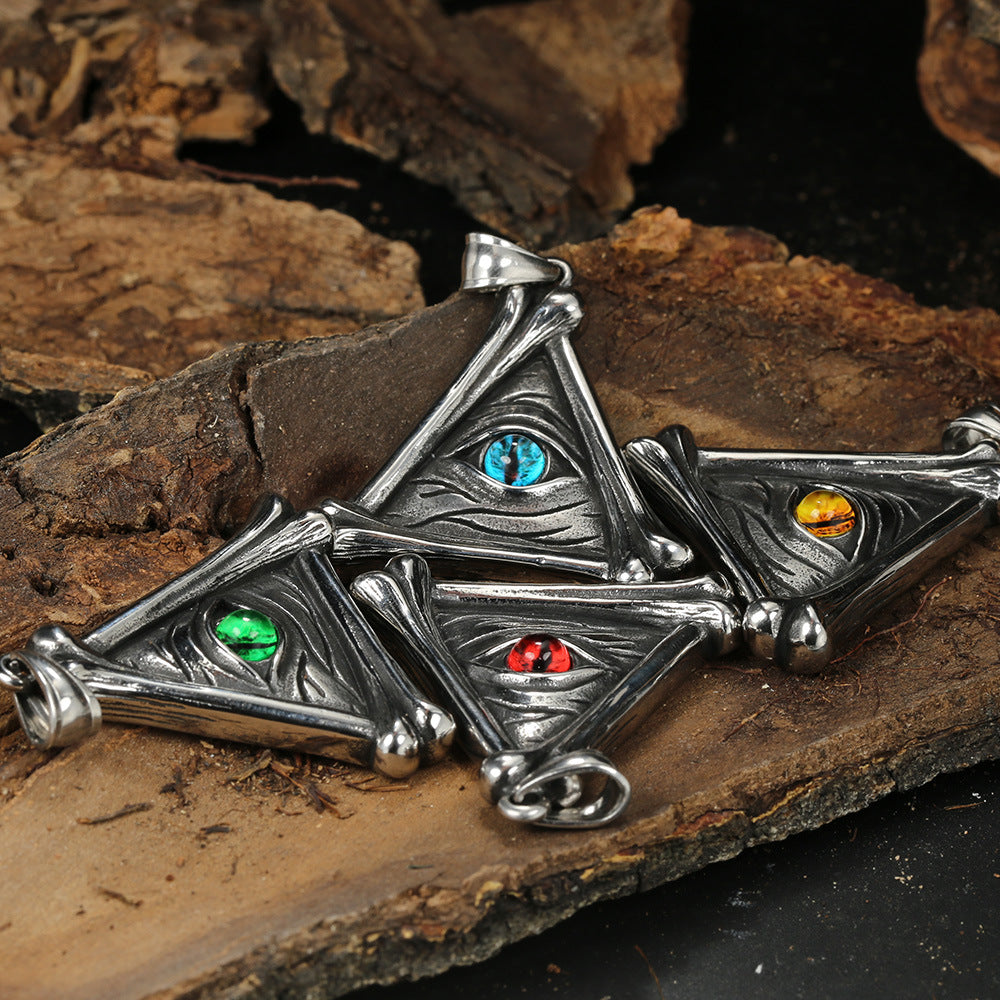 Hip-Hop Retro Devil's Eye Turquoise Stainless Steel Pendant Necklace