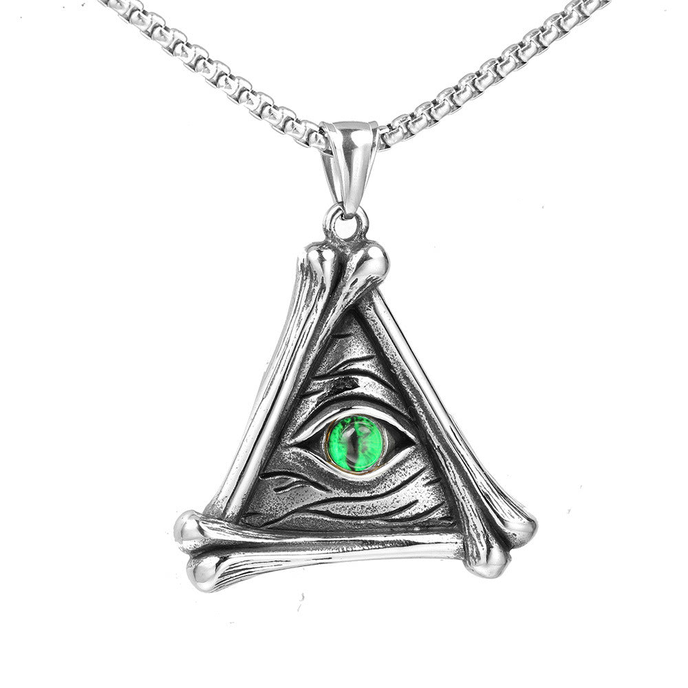 Hip-Hop Retro Devil's Eye Turquoise Stainless Steel Pendant Necklace