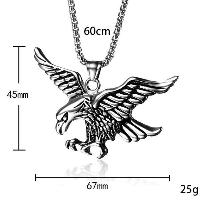 Hip-Hop Retro Eagle Stainless Steel Men's Pendant Necklace - Gold Plated Fashion Jewelry