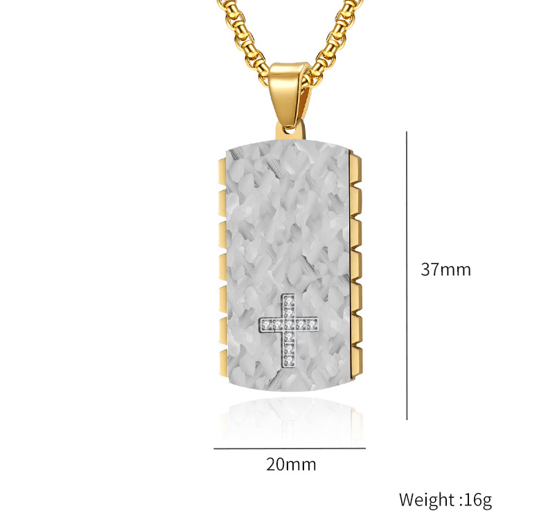 Hip-Hop Retro Geometric Cross Titanium Steel Plating Inlay Zircon Men's Pendant Necklace