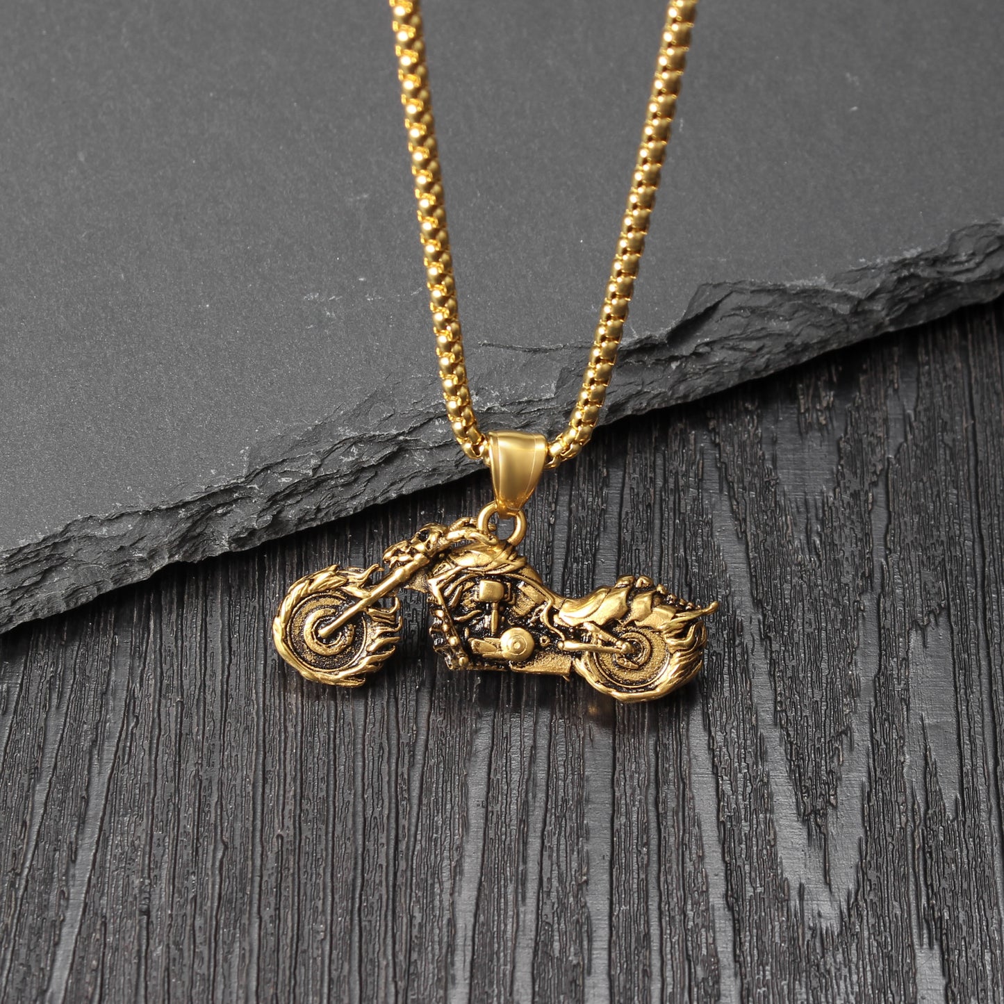 Hip-Hop Retro Punk Motorcycle Stainless Steel Men's Pendant Necklace