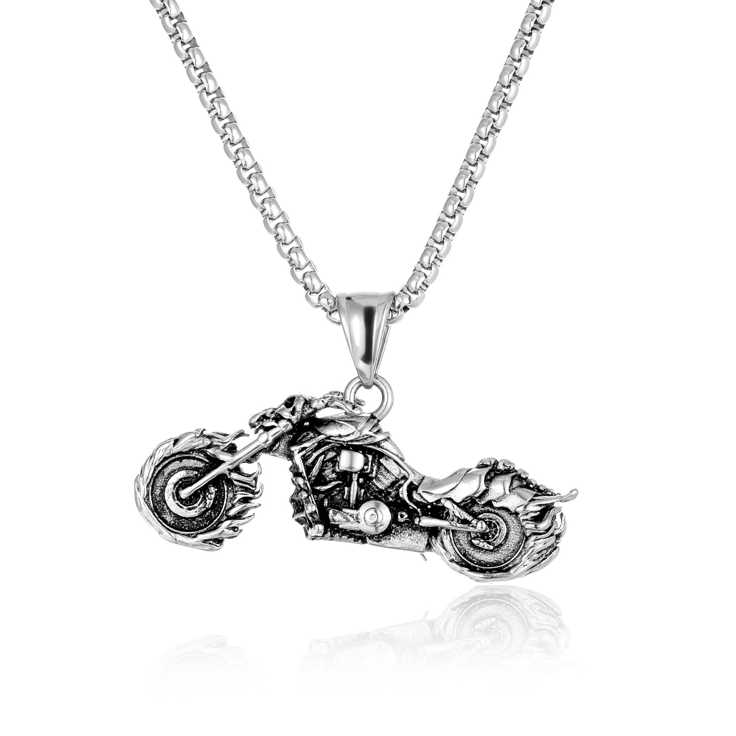 Hip-Hop Retro Punk Motorcycle Stainless Steel Men's Pendant Necklace