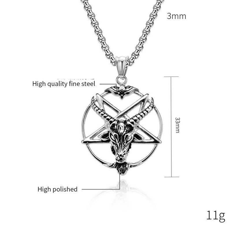 Hip-Hop Retro Pentagram Goat Titanium Steel Men's Pendant Necklace
