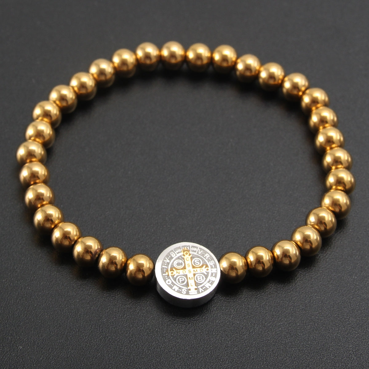 Hip-Hop Retro Gold Religious Beaded Unisex Bracelet