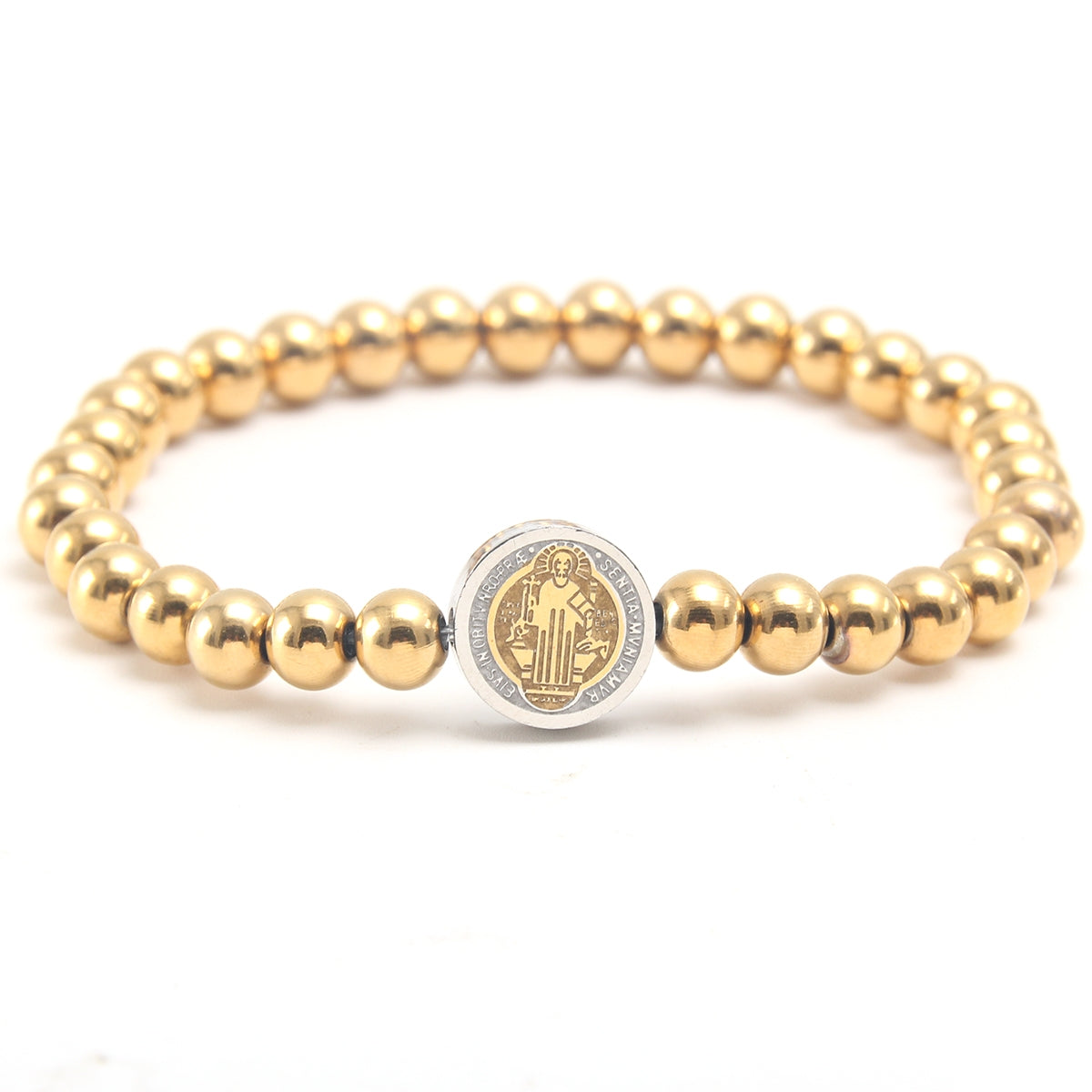 Hip-Hop Retro Gold Religious Beaded Unisex Bracelet