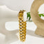 18K Gold Plated Geometric Stainless Steel Bracelet with Artificial Pearls and White Beads