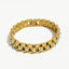 18K Gold Plated Geometric Stainless Steel Bracelet with Artificial Pearls and White Beads