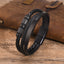 Hip-Hop Retro Stainless Steel Black PU Leather Layered Men's ID Bracelet