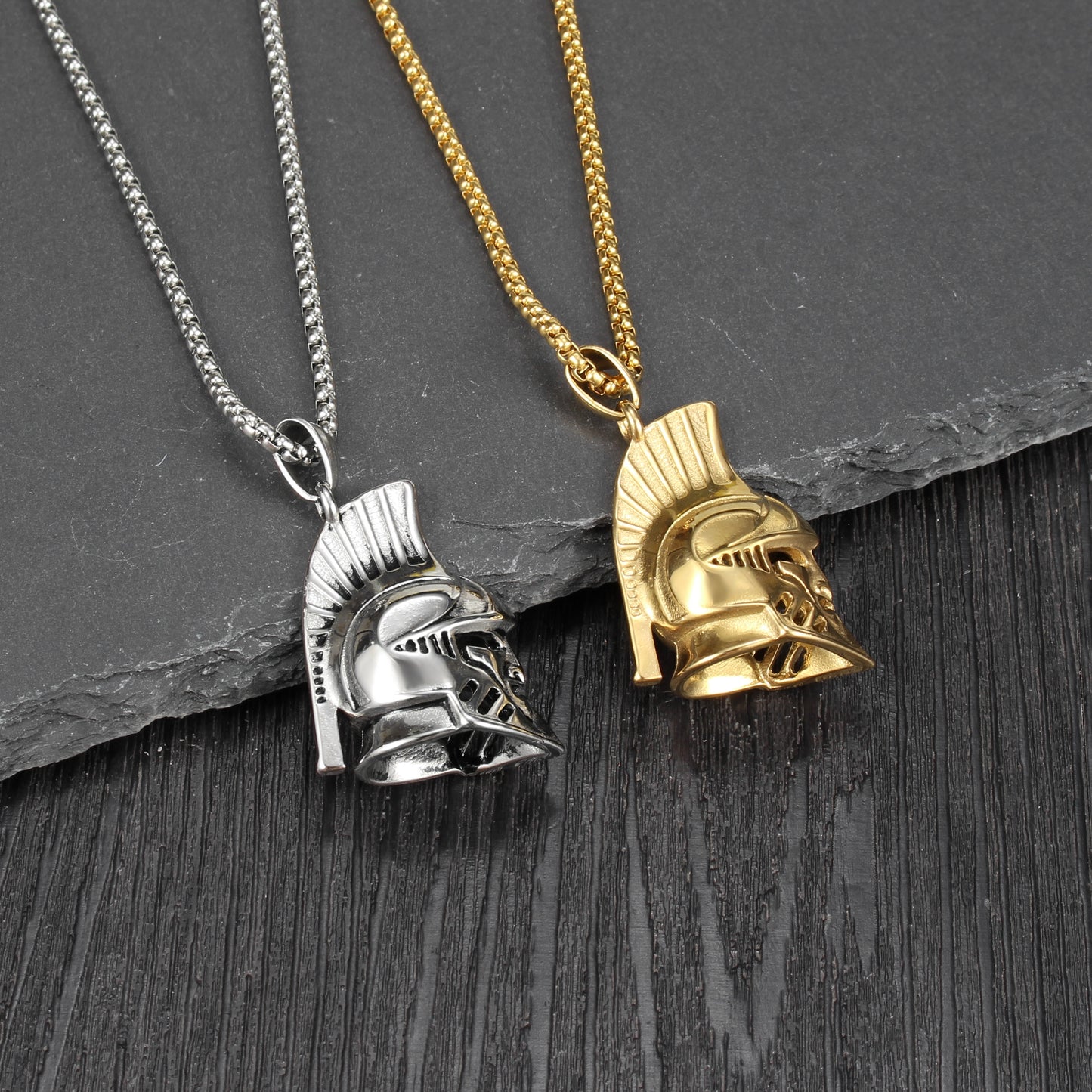 Hip-Hop Retro Spartan Helmet Stainless Steel Men's Pendant Necklace