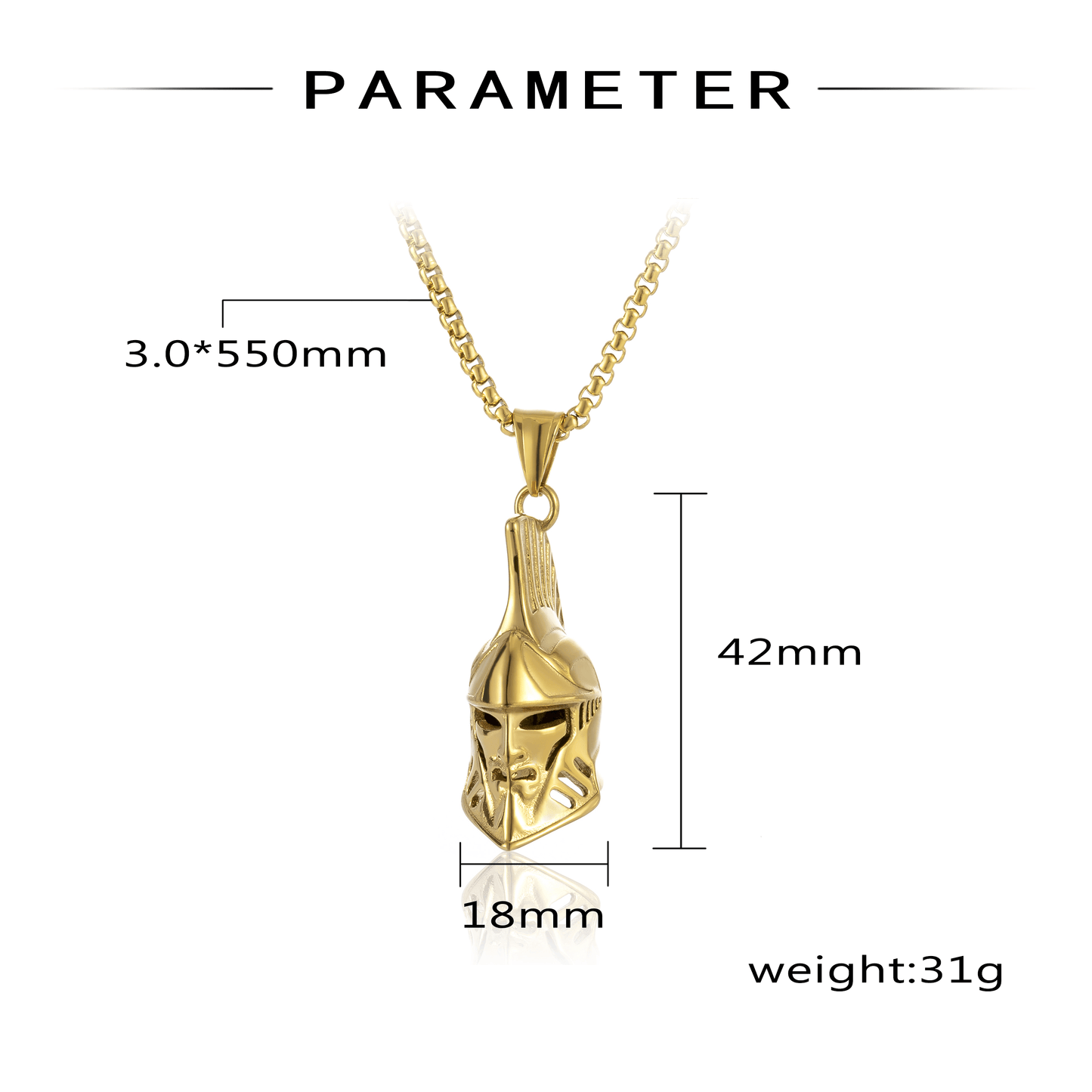 Hip-Hop Retro Spartan Helmet Stainless Steel Men's Pendant Necklace