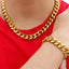 18K Gold Plated Titanium Steel Cuban Chain Bracelet and Necklace Set for Men