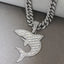 Hip-Hop Retro Whale Ocean Animal Pendant Necklace for Men with Cuban Chain