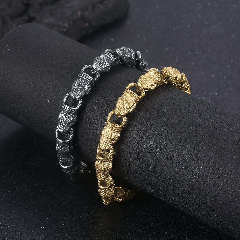 18K Gold Plated Geometric Snake Head Stainless Steel Bracelet