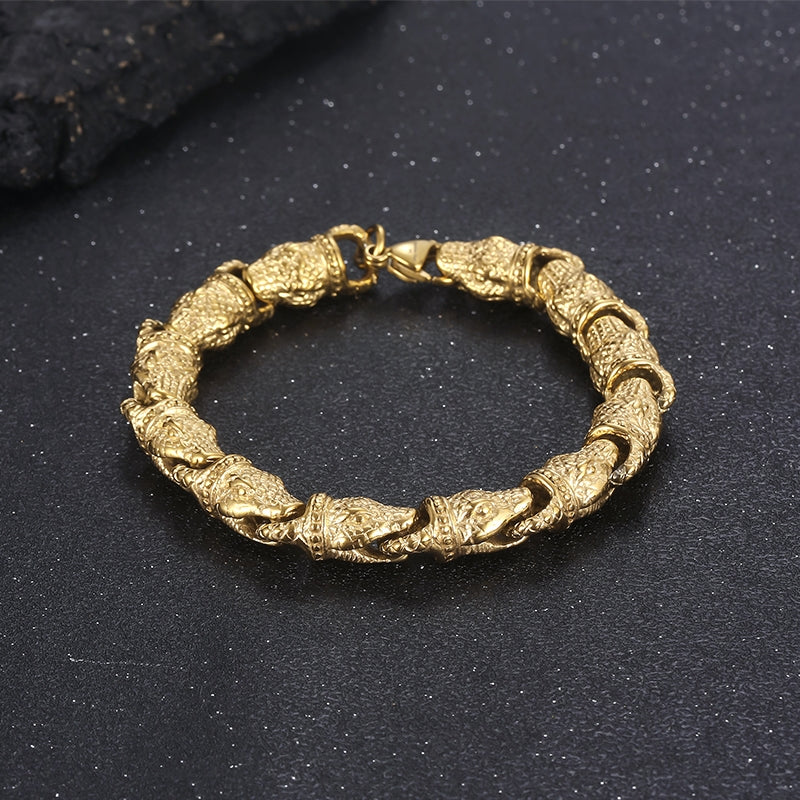 18K Gold Plated Geometric Snake Head Stainless Steel Bracelet