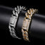 18K Gold Plated Zircon Brass Hip-Hop Cuban Chain Tennis Bracelet 15mm for Men and Women