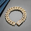 18K Gold Plated Zircon Brass Hip-Hop Cuban Chain Tennis Bracelet 15mm for Men and Women