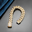 18K Gold Plated Zircon Brass Hip-Hop Cuban Chain Tennis Bracelet 15mm for Men and Women