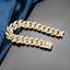 18K Gold Plated Zircon Brass Hip-Hop Cuban Chain Tennis Bracelet 15mm for Men and Women