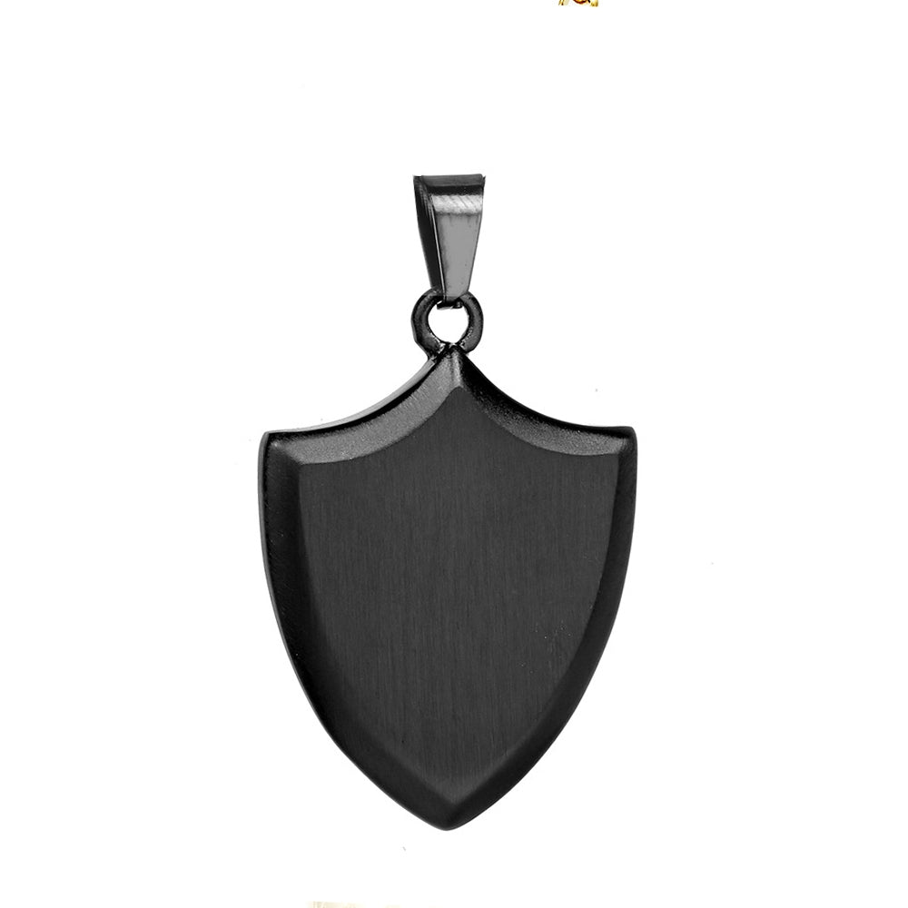 Hip-Hop Triangle Shield Stainless Steel Pendant Necklace 42mm Engravable