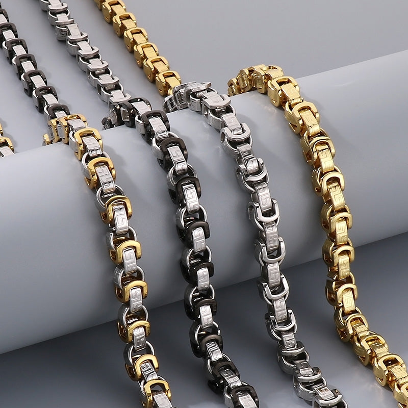 Hip-Hop Geometric 18K Gold Plated Stainless Steel Men's Jewelry Set