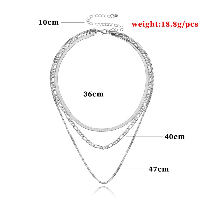 Hip-Hop Simple Style Geometric Alloy Women's Three Layer Necklace