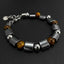 Hip-Hop Retro Stainless Steel Tiger Eye Beaded Men's Bracelet