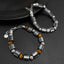 Hip-Hop Retro Stainless Steel Tiger Eye Beaded Men's Bracelet