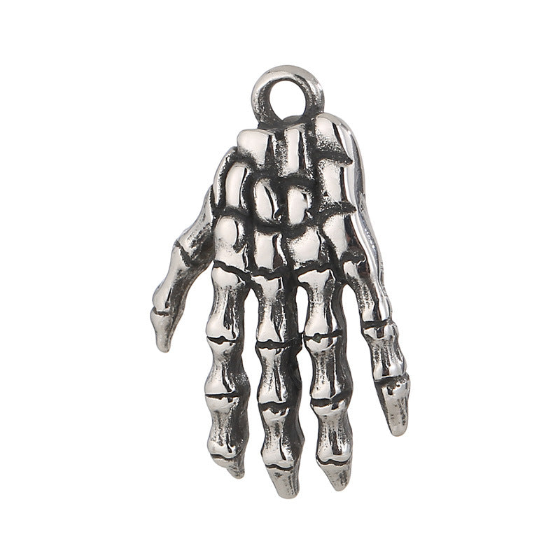 Hip-Hop Stainless Steel Skull Hand Pendant Jewelry Accessories Vintage Devil's Hand Charm