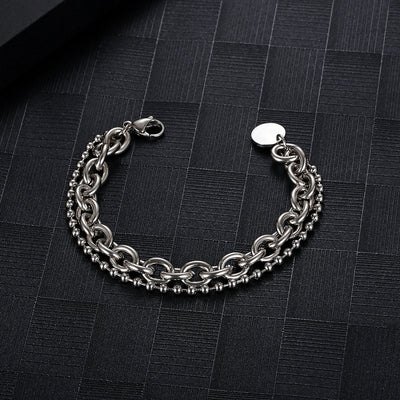 18K Gold Plated Stainless Steel Double Layer Chain Bracelet for Men and Women