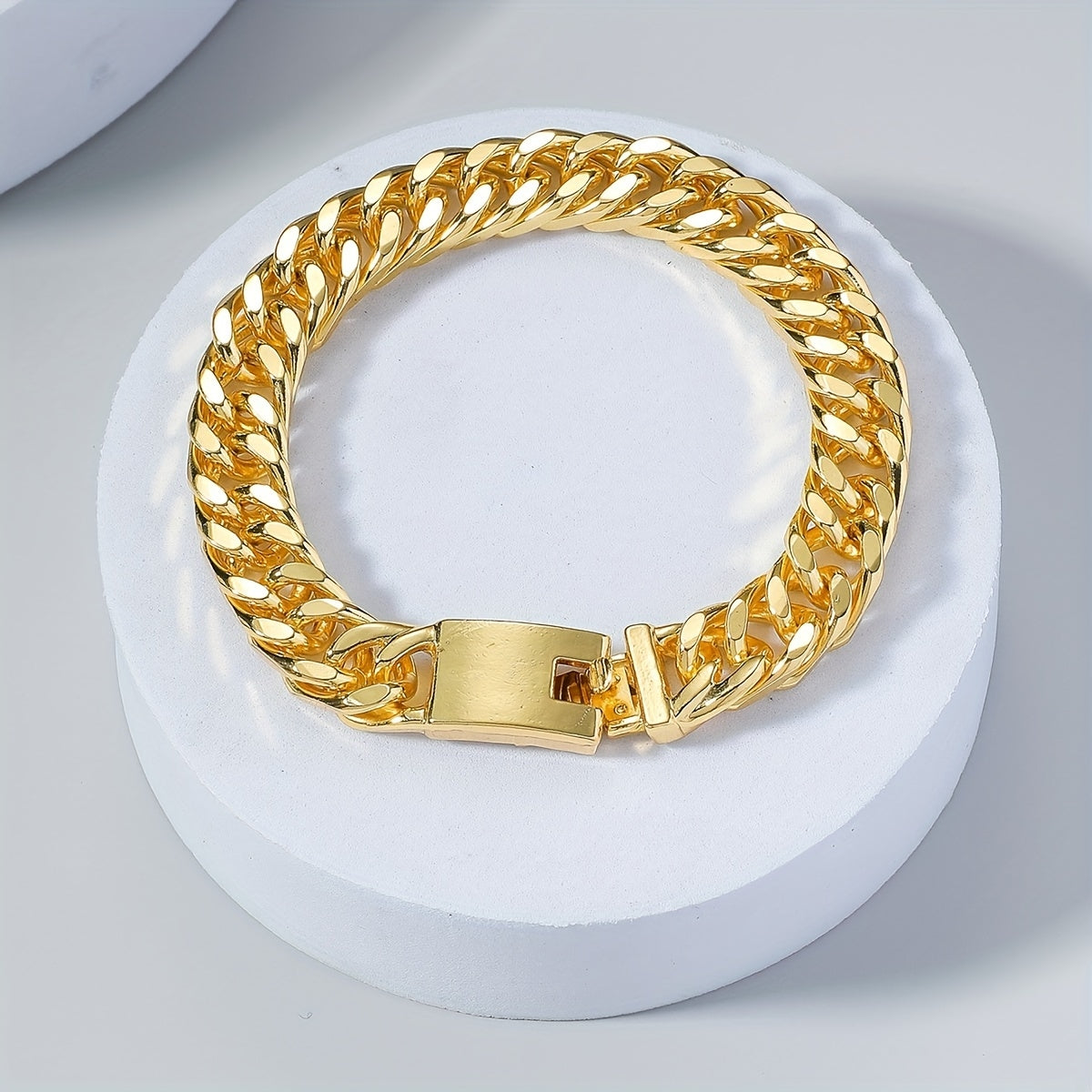 Hip-Hop Geometric Double-Row Cuban Chain Men's Bracelet