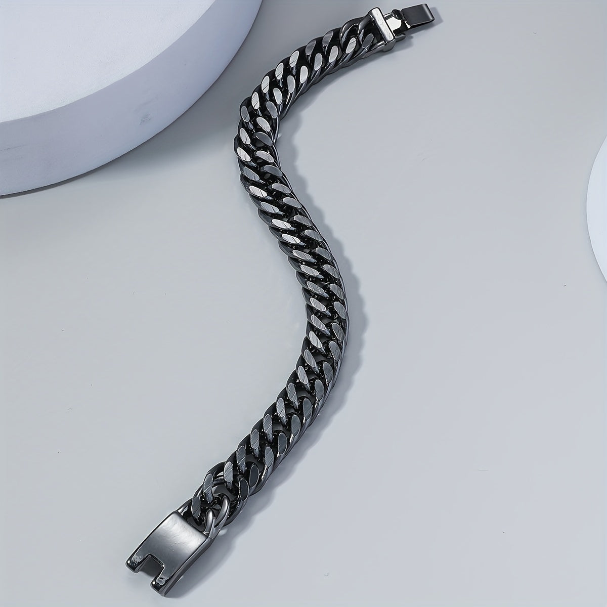 Hip-Hop Geometric Double-Row Cuban Chain Men's Bracelet