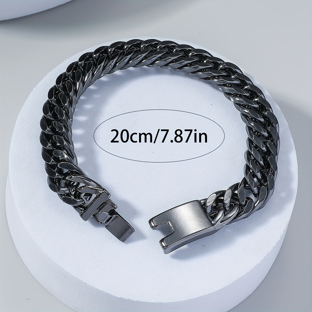 Hip-Hop Geometric Double-Row Cuban Chain Men's Bracelet