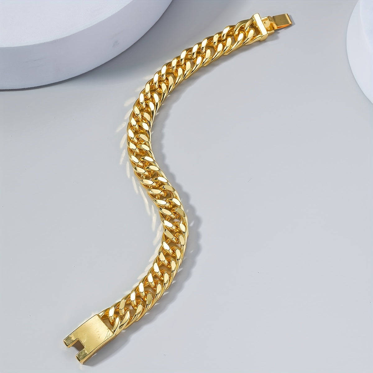 Hip-Hop Geometric Double-Row Cuban Chain Men's Bracelet