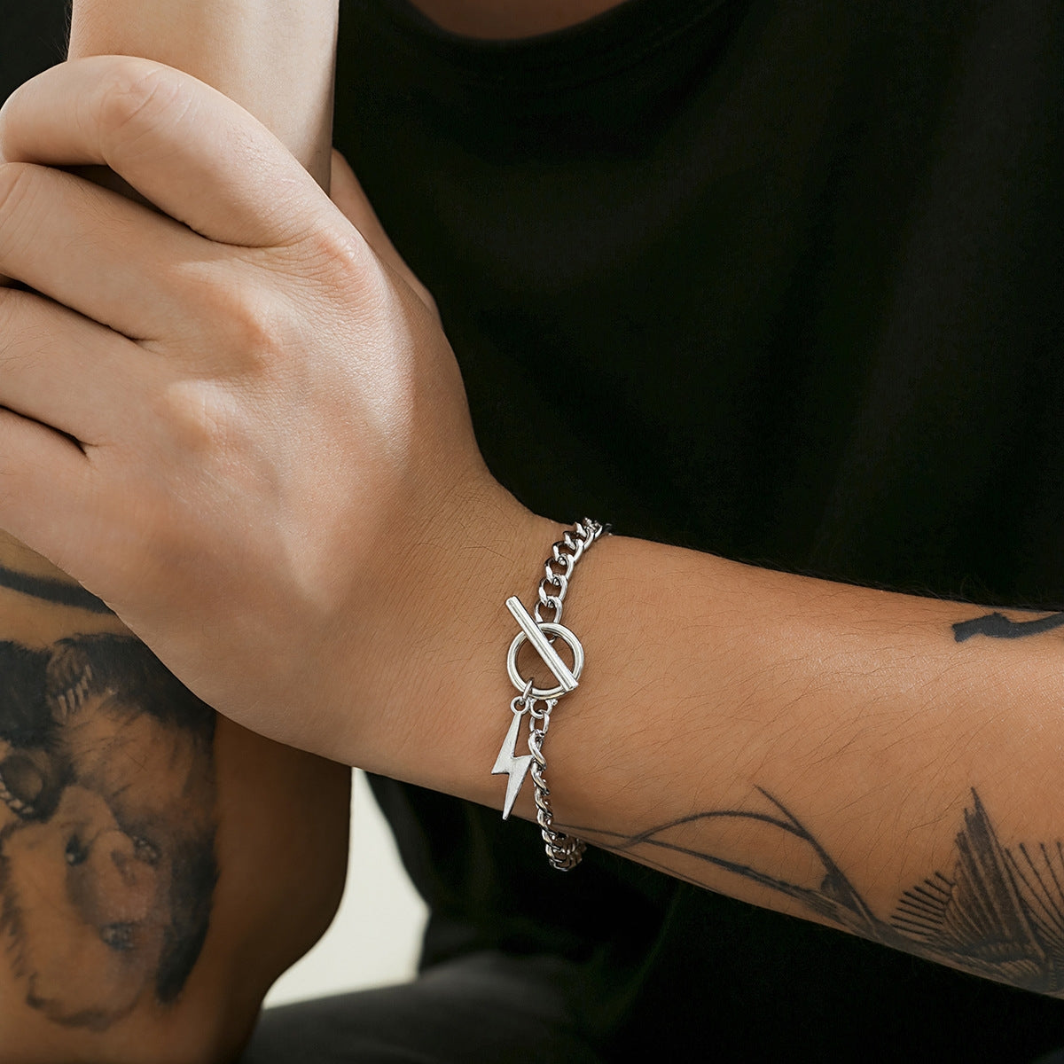 Hip-Hop Streetwear Lightning Bolt Men's Alloy Bracelet