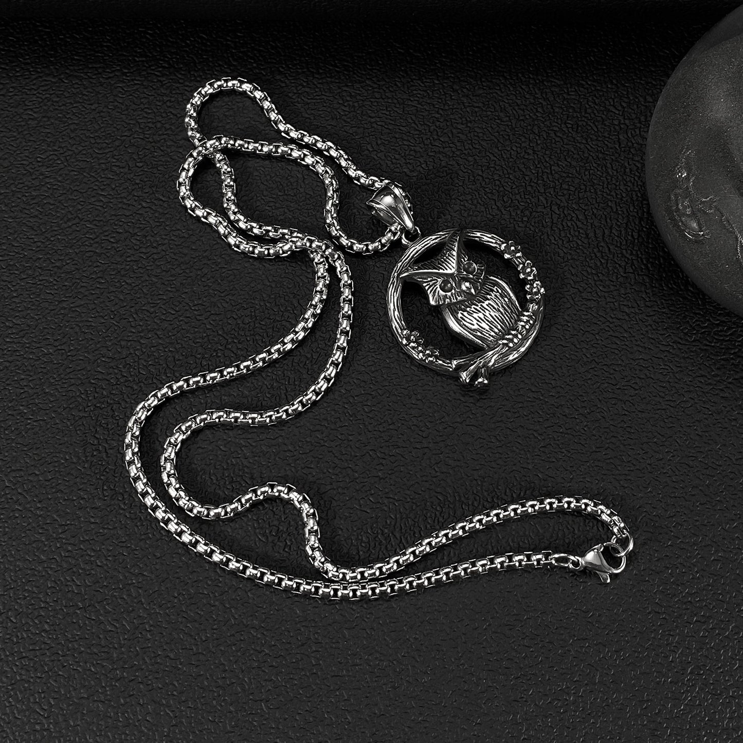 Hip-Hop Vintage Owl Stainless Steel Men's Pendant Necklace